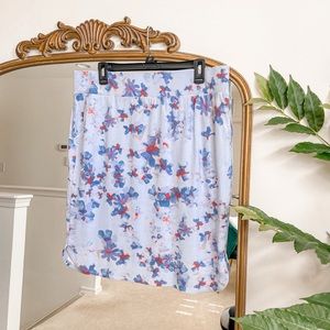 LOGO Lounge by Lori Goldstein Watercolor Floral French Terry Skirt Large
